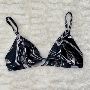 Satin Glow Bralette, Black & White Swirl, MEDIUM